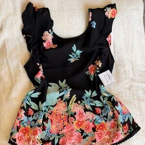 Floral Black Blouse